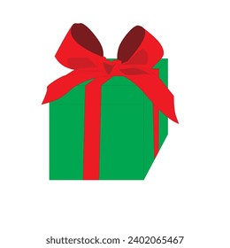 icono Caja de regalo verde con acento de cinta roja