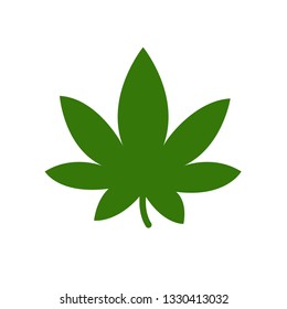 Icon of green hemp on white background. Hemp Leaf icon Illustration.