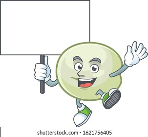 An icon of green hoppang cartoon character style bring board