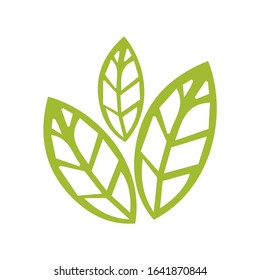 Icon of green leaves. Flat and green design.