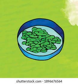 Icon Green Peanut in Water Vector Infographic Bakpia
