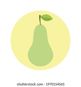 Icon green pear. Icon, stamp, menu item. Vector illustration isolated on white background.