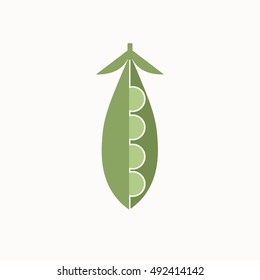 Icon Of Green Peas In Pea Pod. Vector Illustration