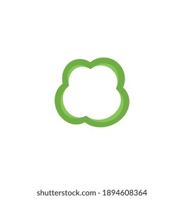 Icono de la rebanada de pimienta verde en la ilustración plana de fondo blanco