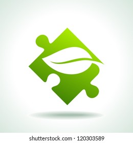 Icon of green puzzle piece, vector