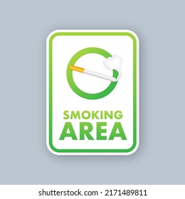 Icon with green smoking area on white background. Banner with green smoking area on white background