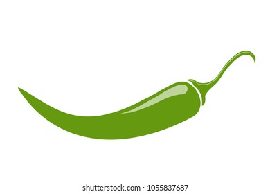 Icon Green spicy pepper. Isolated on white. Vector illustration