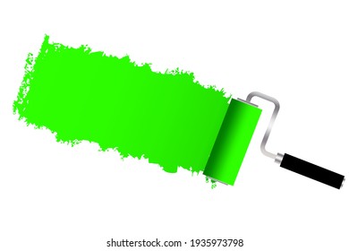 Icon with green stripe roller. Repair icon vector. Brush stroke. Stock image. EPS 10.
