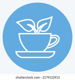 Icon Green Tea. suitable for Drink symbol. blue eyes style. simple design editable. design template vector. simple symbol illustration