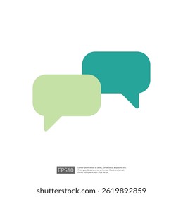Icon of Green and Teal Speech Bubbles Representing Dialogue and Communication in Legal Judgement Context