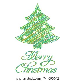 the icon is a green tree. abstract colorful vector. merry christmas. the picture on a white background
