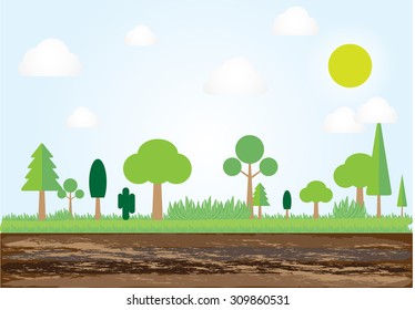 Icon green trees for vector