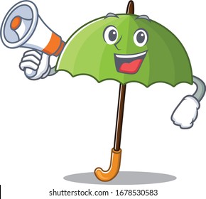 An icon of green umbrella holding a megaphone
