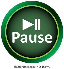 Icon green white word pause and symbol