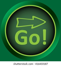 Icon green word go and arrow