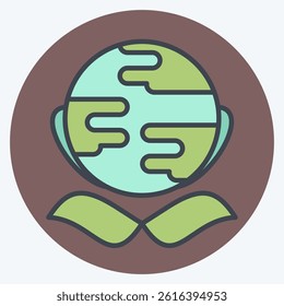 Icon Green World. related to Save the World symbol. color mate style. editable