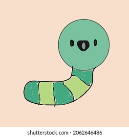 icono de dibujo de gusano verde lindo vector