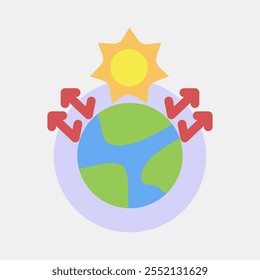 Icon greenhouse effect. Global warming elements. Icon in flat style.