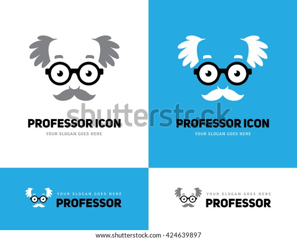 丸い眼鏡をかけた白髪の老人のアイコン 教授 教師 または科学者のロゴ おじいちゃんのシンボル のベクター画像素材 ロイヤリティフリー