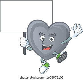 An icon of grey love cartoon character style bring board