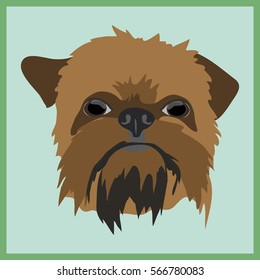 Icon with griffon dog. Vector illustration in flat style.