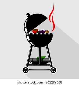 icon. A grill for cooking and vegetables