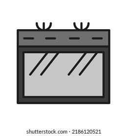 con horno a la parrilla. Ilustración vectorial. Imagen de archivo.