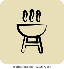 Icon Grill. suitable for education symbol. hand drawn style. simple design editable. design template