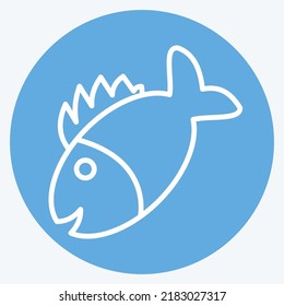 Icon Grilled Fish. suitable for Meat. blue eyes style. simple design editable. design template vector. simple illustration