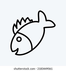 Icon Grilled Fish. suitable for Meat. line style. simple design editable. design template vector. simple illustration