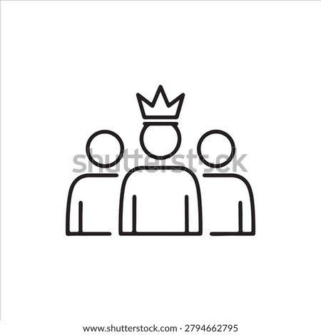 Icon of a group of people with a crown on the leader, representing leadership, authority, and management