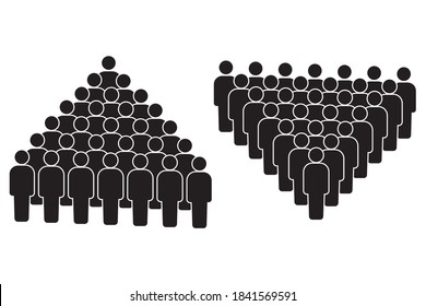 Icon of a group of people in the shape of a triangle. Command symbol. Vector illustration. Stock image.