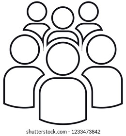 Icon of group of six people. Simple vector illustration. Isolated on a white background.