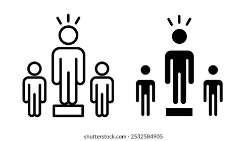 Icon of a group with a standout leader, symbolizing leadership, teamwork, or management.