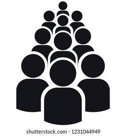 Icon of group of ten people silhouettes. Simple vector illustration. Isolated on a white background.