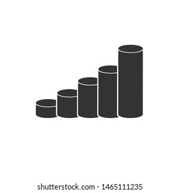 Icon Growing Analytic and cylinder graph. business. vector illustration. Graphic. on white background