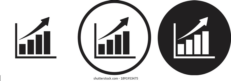 icon Growing graph  black outline logo for web site design 
and mobile dark mode apps 
Vector illustration on a white background