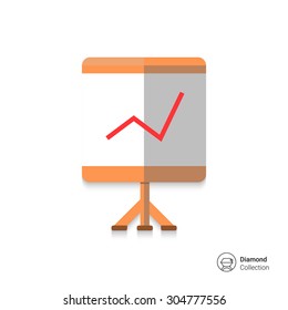 Icon of growing graph on stand