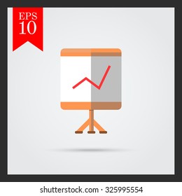 Icon of growing graph on stand