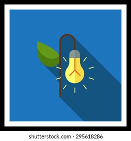 Icon of growing lightbulb with stem and leaf