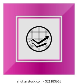 Icon of growing line graphs in checked circle