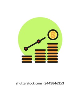 Icon of growth diagram. Bar, line, chart. Analysis concept. Can be used for topics like finance, research, statistics.