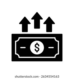 Ícone de crescimento ou fortalecimento do valor do dólar