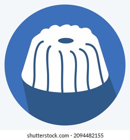 Icono Gugelhupf - Estilo de sombra larga - Ilustración simple,Acto editable,Vector de plantilla de diseño, Buena para impresiones, afiches, anuncios, anuncios, gráficos de información, etc.