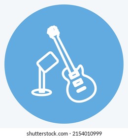Icon Guitar and Mic. suitable for party symbol. blue eyes style. simple design editable. design template vector. simple symbol illustration