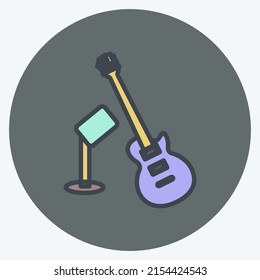 Icon Guitar and Mic. suitable for party symbol. color mate style. simple design editable. design template vector. simple symbol illustration