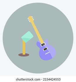 Icon Guitar und Mic. geeignet für Partysymbolen. Flachstil. einfaches Design bearbeitbar. Designvorlage, Vektor. einfache Symbolillustration