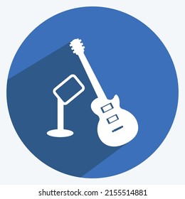 Icon Guitar and Mic. suitable for party symbol. long shadow style. simple design editable. design template vector. simple symbol illustration