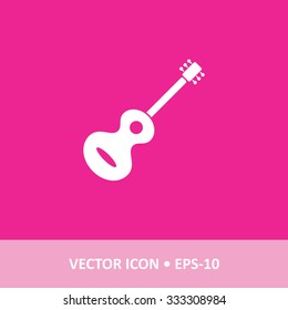 Icon of guitar on Magenta Color Background. Eps-10.