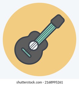 Icon Guitar. suitable for Wild West symbol. color mate style. simple design editable. design template vector. simple symbol illustration